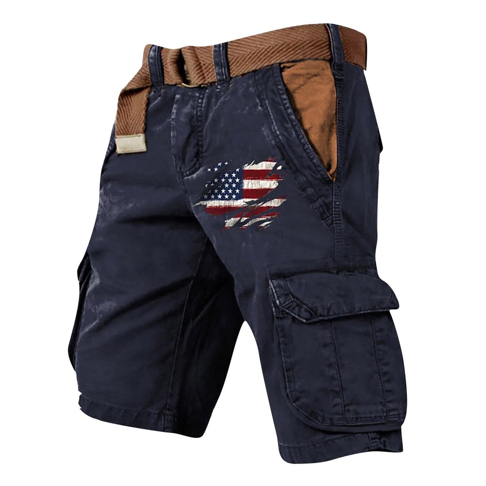 Cargo Shorts for Men 2025 Casual Outdoor Tactical Shorts SolidPatriotic Printed Distressed Washed Military Pants