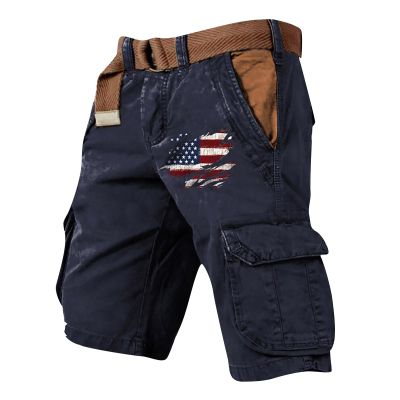 FONMA Cargo Shorts for Men 2025 Casual Outdoor Tactical Shorts SolidPatriotic Printed Distressed Washed Military Pants