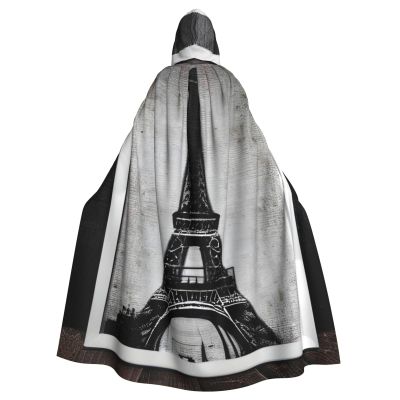 QASNLU Parisian Coffee Eiffel Tower print Halloween hooded cape decoration cape costumes for witches, Mardi Gras, Christmas, Black