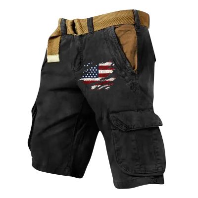 FONMA Cargo Shorts for Men 2025 Casual Outdoor Tactical Shorts SolidPatriotic Printed Distressed Washed Military Pants