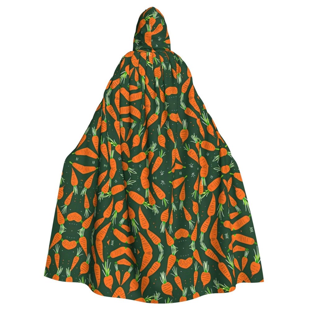 QASNLU Happy carrot print Halloween hooded cape decoration cape costumes for witches, Mardi Gras, Christmas, Black
