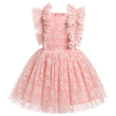 IMEKIS 9th 10th Birthday Girl Outfit: Fairy Dresses Girls Onederful Cake Smash Toddler Graduation Dress Kids Princess Easter Dress Tea Party Wedding Formal Pageant Daisy Tulle Pink Floral 9-10 Years