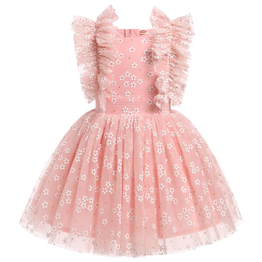 IMEKIS 9th 10th Birthday Girl Outfit: Fairy Dresses Girls Onederful Cake Smash Toddler Graduation Dress Kids Princess Easter Dress Tea Party Wedding Formal Pageant Daisy Tulle Pink Floral 9-10 Years