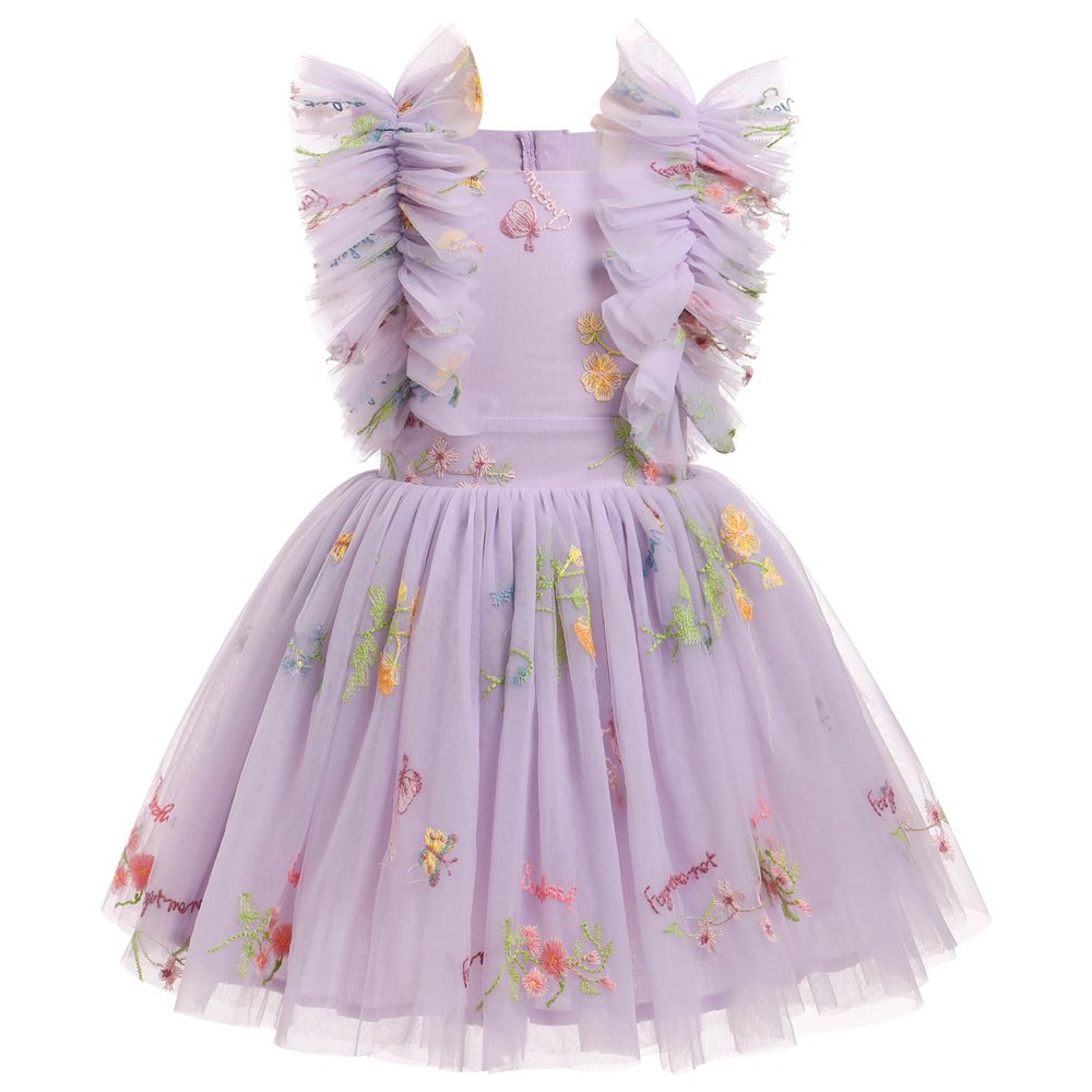 IMEKIS 5th 6th Birthday Girl Outfit: Fairy Dresses for Girl Cake Smash Toddler Graduation Dress Kids Princess Easter Dress Tea Party Wedding Formal Pageant Tulle Gown Photoshoot Lilac Floral 5-6 Years