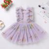 IMEKIS 5th 6th Birthday Girl Outfit: Fairy Dresses for Girl Cake Smash Toddler Graduation Dress Kids Princess Easter Dress Tea Party Wedding Formal Pageant Tulle Gown Photoshoot Lilac Floral 5-6 Years view 2