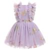IMEKIS 5th 6th Birthday Girl Outfit: Fairy Dresses for Girl Cake Smash Toddler Graduation Dress Kids Princess Easter Dress Tea Party Wedding Formal Pageant Tulle Gown Photoshoot Lilac Floral 5-6 Years view 3