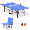 8ft Mid-Size Table Tennis Table, Foldable & Portable Professional Ping Pong Table for Indoor & Outdoor Games with Net, 2 Table Tennis Paddles and 3 Balls,Easy to assemble view 3