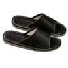 XUEMML Leather Slippers for Men and Women Indoor Outdoor Unisex Open Toe Slippers Summer SandalsNon Slip Home Office Slippers Gift for Mens Womens(Black,41/42 EU) view 1