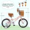 BABY JOY Kids Bike, 16 Inch Retro Child Bike for 4-7 Years Old with Adjustable Height, Training Wheels, Storage Basket, Handbrake & Coaster Brake, Kids Bicycle (Pink) view 2