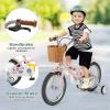 BABY JOY Kids Bike, 16 Inch Retro Child Bike for 4-7 Years Old with Adjustable Height, Training Wheels, Storage Basket, Handbrake & Coaster Brake, Kids Bicycle (Pink) view 3