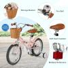 BABY JOY Kids Bike, 16 Inch Retro Child Bike for 4-7 Years Old with Adjustable Height, Training Wheels, Storage Basket, Handbrake & Coaster Brake, Kids Bicycle (Pink) view 4