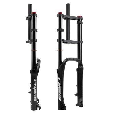 BSFHQS Mountain Bike Suspension Fork 20 Inch 4.0 Fat Tire Bike Fork 120mm Travel 1-1/8" Straight Air Fork Double Shoulder Disc Brake Front Fork 9 * 135mm QR Rebound Adjust(Black)