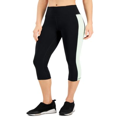 Ideology ID Active Petite Colorblocked Cropped Leggings Noir Green Ash PP