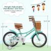 BABY JOY Kids Bike, 18 Inch Retro Child Bike for 4-8 Years Old w/Adjustable Height, Training Wheels, Storage Basket, Handbrake & Coaster Brake, Girls Kids Bicycle with Kickstand (Green) view 2