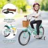 BABY JOY Kids Bike, 18 Inch Retro Child Bike for 4-8 Years Old w/Adjustable Height, Training Wheels, Storage Basket, Handbrake & Coaster Brake, Girls Kids Bicycle with Kickstand (Green) view 3