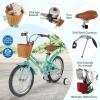 BABY JOY Kids Bike, 18 Inch Retro Child Bike for 4-8 Years Old w/Adjustable Height, Training Wheels, Storage Basket, Handbrake & Coaster Brake, Girls Kids Bicycle with Kickstand (Green) view 4