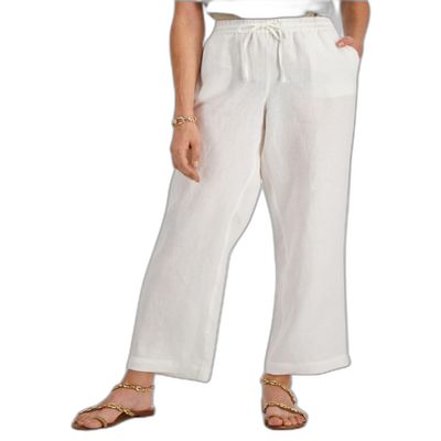 Charter CIub Petite Linen Drawstring Pants Bright White PS
