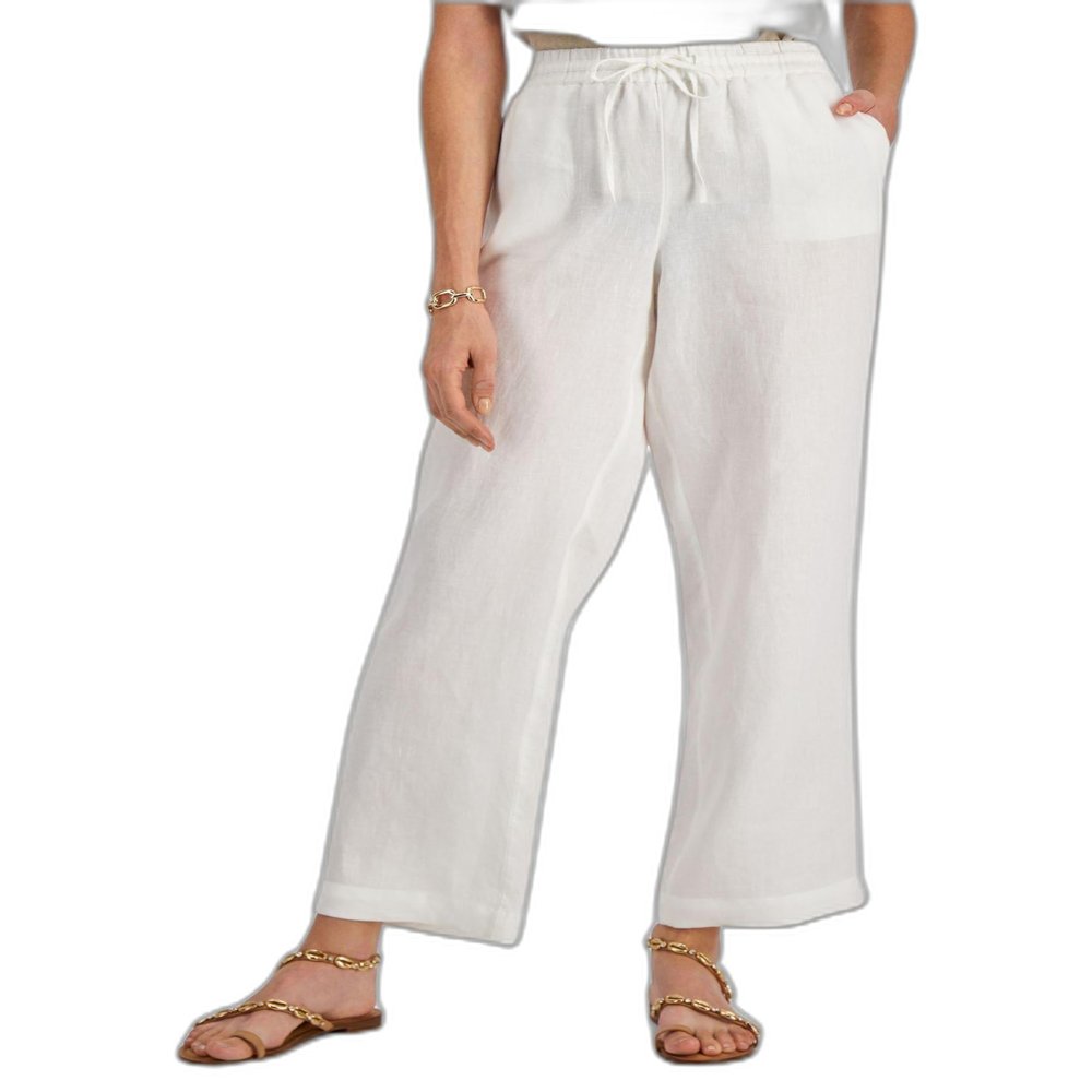 Charter CIub Petite Linen Drawstring Pants Bright White PS