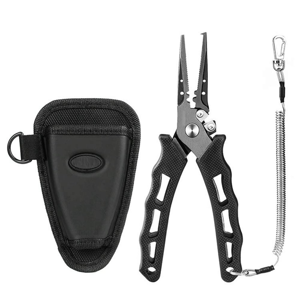 Fishing Pliers, Stainless Steel Clamp Head Fishing Gear, Saltwater Resistant Fishing Tools, Hook Remover Braid Line Cutting and Split Ring Pliers, for Fishermen