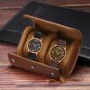 uxcell Leather Watch Travel Case Single Watch Roll Storage Box Organizer for Men Women Watch Holding Storaging Displaying, 2 Slot, Brown view 4