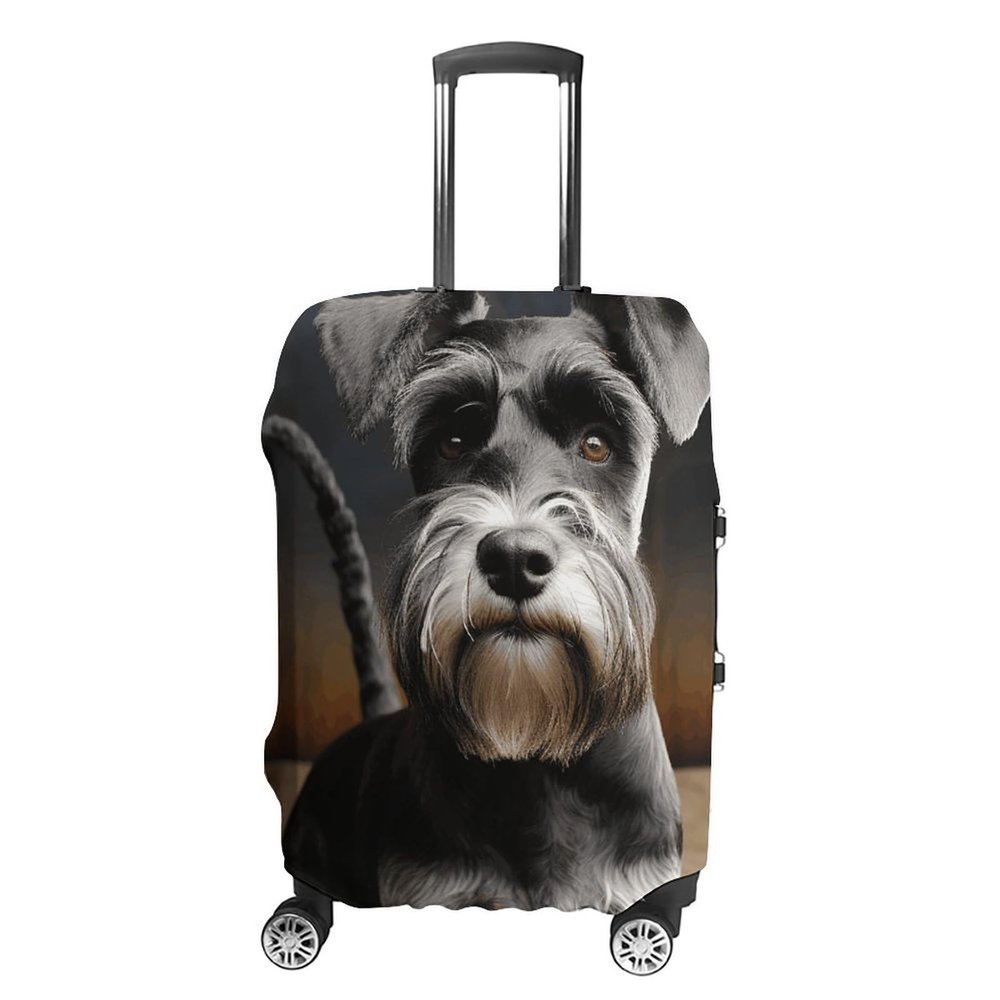 GFLFMXZW Travel Luggage Cover Elastic Suitcase Cover Animal Schnauzer Dog Luggage Covers Luggages Protector Covers for Travel Anti-Scratch Luggages Decorative Cover for Adult M