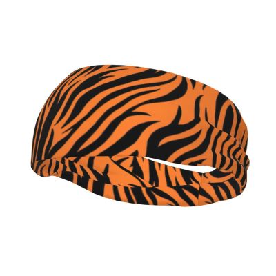 NHYONU Tiger Stripes Orange Pattern print Sports Headbands Sweatbands Moisture Wicking Absorbing Head Band Unisex Hairband, Black