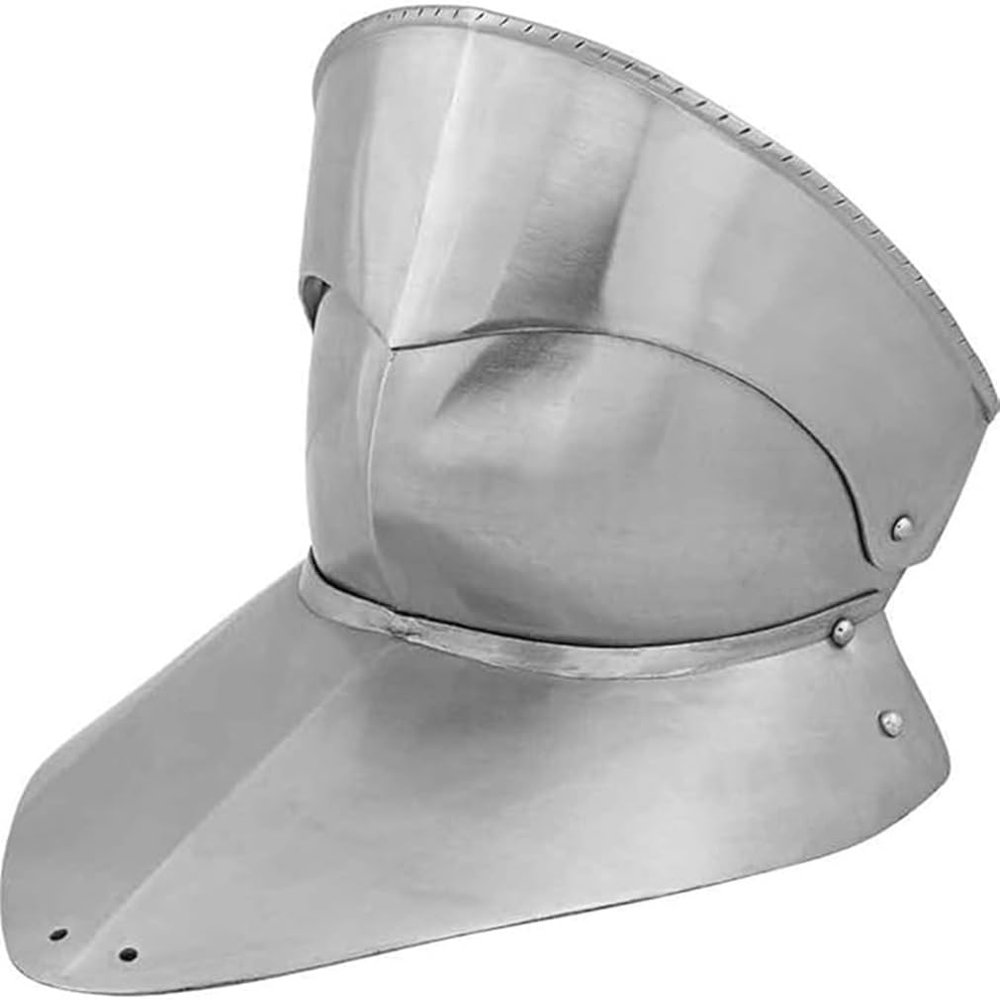 MEDIEVAL CRAFT Gothic Steel Gorget with Bevor, Medium, Silver
