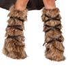 GREUS Women's Viking Faux Fur Leg Warmers Warrior Costume Arm Cuffs Fluffy Boot Covers Wrap for Halloween Cosplay Accessory view 2