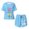 Custom Short Pajamas Set for Women Personalized Photos Text Pajama Pants Soft Comfy Short Pajama Set Gift Christmas 4X-Large Blue view 1