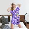 Custom Short Pajamas Set for Women Personalized Photos Text Pajama Pants Soft Comfy Short Pajama Set Gift Christmas Large Stripe-Blue view 3