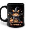 Hyturtle Personalized Halloween Cat Mug - Cat Gifts For Cat Lovers - Cat Gift For Women - Cat Gift For Girls - Halloween Decor - Halloween Birthday - Custom Name Coffee Cup Ceramic Mug 11oz 15oz view 1