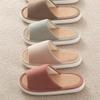 XUEMML Summer House Linen Slippers for Women Men Breathable Cotton Indoor Slippers Slip-on Open Toe Home Shoes(Khaki,44/45 EU) view 2