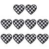 Ximimark 10pc Exquisite Embroidered Heart Patches with Iron-On Backing, Black & White Checkered Design for DIY Clothing and Crafts Embroidery Kits with Patterns Embroidery Patterns view 1