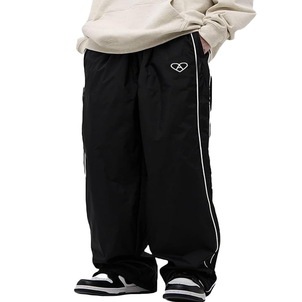 MAVQX Unisex Y2k Sweatpants Baggy Track Pants Streetwear Harajuku Joggers Wide Leg Parachute (US, Alpha, X-Large, Regular, Regular, Black)