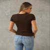Abardsion Women's Casual Basic Going Out Crop Tops Slim Fit Short Sleeve Crew Neck Tight T Shirts 2026 (Deep Brown, XS) view 4