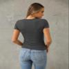 Abardsion Women's Casual Basic Going Out Crop Tops Slim Fit Short Sleeve Crew Neck Tight T Shirts 2026 (Deep Grey, XS) view 4