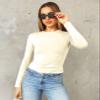Abardsion Women's Long Sleeve Shirts Spring 2026 Casual Basic Going Out Crop Tops Slim Fit Tight Y2K Clothes(Beige, XS) view 2