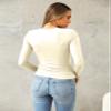 Abardsion Women's Long Sleeve Shirts Spring 2026 Casual Basic Going Out Crop Tops Slim Fit Tight Y2K Clothes(Beige, XS) view 4