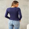 Abardsion Women's Long Sleeve Shirts Spring 2026 Casual Basic Going Out Crop Tops Slim Fit Tight Y2K Clothes(Navy Blue, XS) view 4