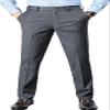 Maiyifu-GJ Men's Slim Stretch Striped Dress Pants Casual Business Formal Suit Pant Elastic Waist Skinny Flat Front Trousers (Grey,32) view 1