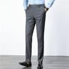 Maiyifu-GJ Men's Slim Stretch Striped Dress Pants Casual Business Formal Suit Pant Elastic Waist Skinny Flat Front Trousers (Grey,32) view 2