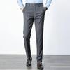 Maiyifu-GJ Men's Slim Stretch Striped Dress Pants Casual Business Formal Suit Pant Elastic Waist Skinny Flat Front Trousers (Grey,32) view 3