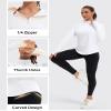 addigi Women's 1/4 Zip Workout Tops Long Sleeve Pullover Athletic Running Yoga Hiking Quick Dry UPF 50+ Sun Shirts with Thumb Hole White Large view 4