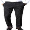 Maiyifu-GJ Men's Slim Stretch Striped Dress Pants Casual Business Formal Suit Pant Elastic Waist Skinny Flat Front Trousers (Black,32) view 1