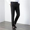 Maiyifu-GJ Men's Slim Stretch Striped Dress Pants Casual Business Formal Suit Pant Elastic Waist Skinny Flat Front Trousers (Black,32) view 2