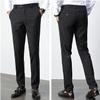 Maiyifu-GJ Men's Slim Stretch Striped Dress Pants Casual Business Formal Suit Pant Elastic Waist Skinny Flat Front Trousers (Black,32) view 3