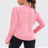 addigi Women's 1/4 Zip Long Sleeve Workout Tops Athletic Running Yoga Hiking Pullover Quick Dry UPF 50+ Sun Shirts with Thumb Hole Pink Large view 3