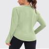 addigi Women's 1/4 Zip Long Sleeve Workout Tops Athletic Running Yoga Hiking Pullover Quick Dry UPF 50+ Sun Shirt with Thumbhole Light Green Large view 3