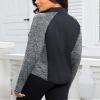 addigi Women's 1/4 Zip Workout Tops Long Sleeve Pullover Athletic Running Yoga Hiking Quick Dry UPF 50+ Sun Shirts with Thumbhole Black Gray Small view 2