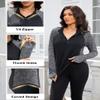 addigi Women's 1/4 Zip Workout Tops Long Sleeve Pullover Athletic Running Yoga Hiking Quick Dry UPF 50+ Sun Shirts with Thumbhole Black Gray Small view 3